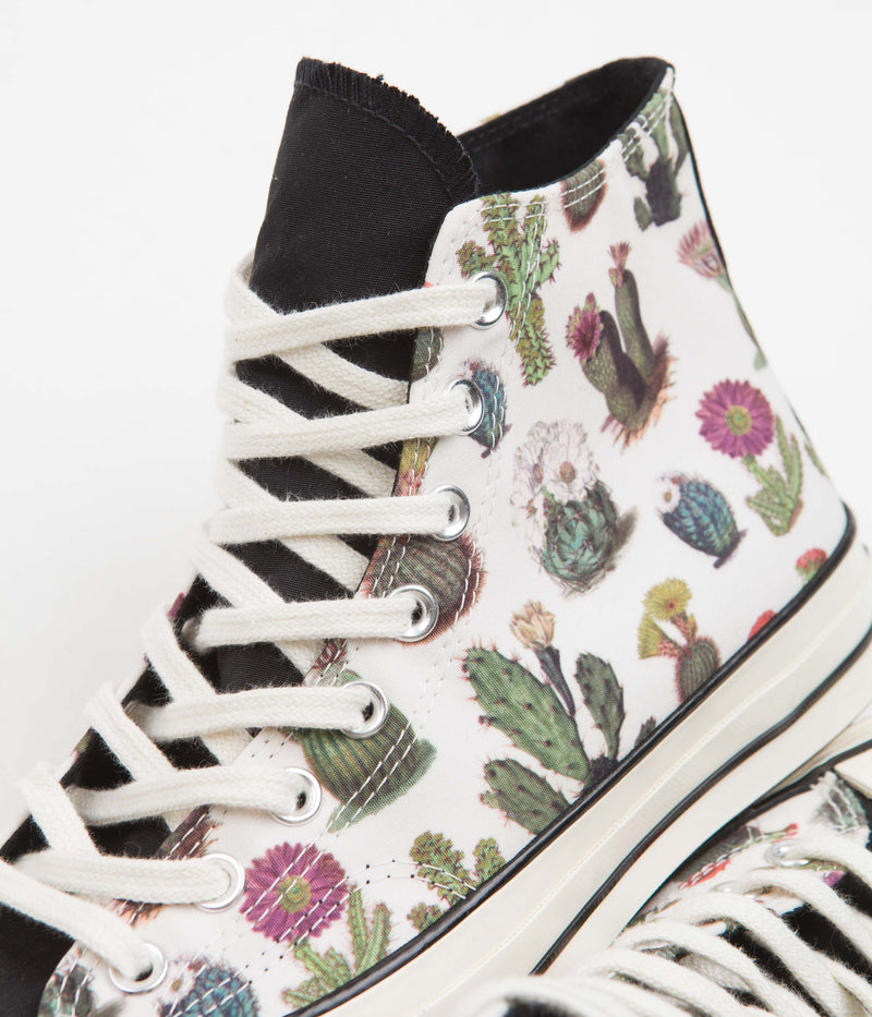 Converse CTAS 70's Hi Succulent Print Shoes in Egret and Black / Egret