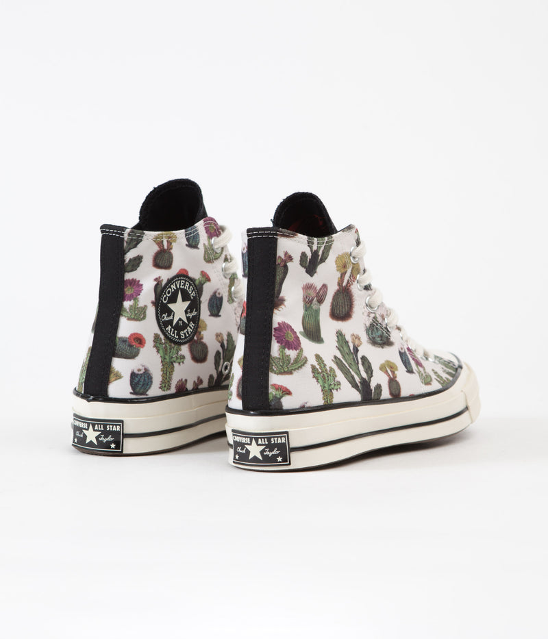 Converse CTAS 70's Hi Succulent Print Shoes in Egret and Black / Egret