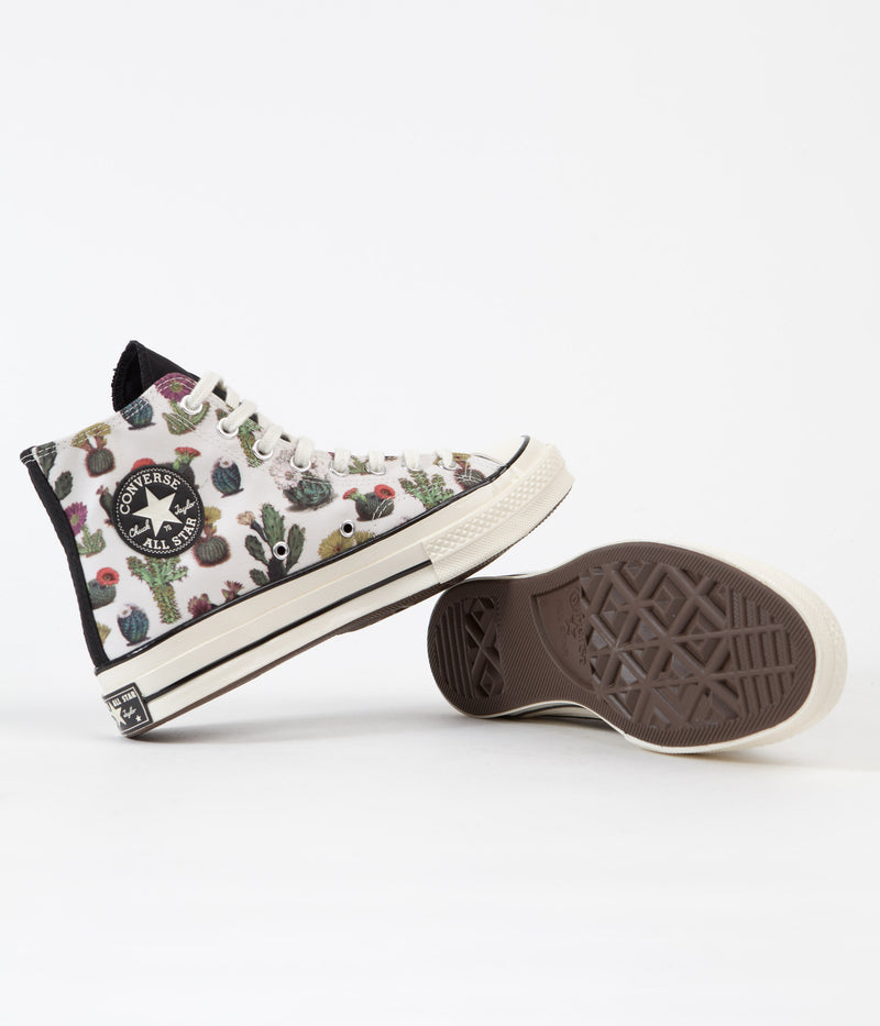 Converse CTAS 70's Hi Succulent Print Shoes in Egret and Black / Egret