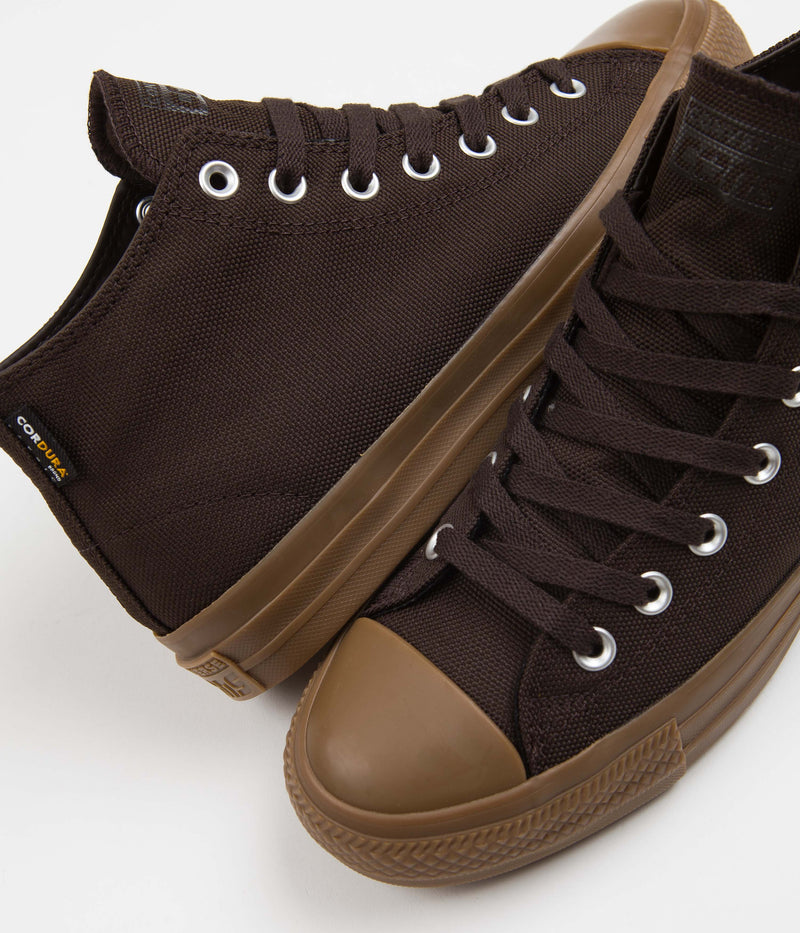 Converse CTAS Pro Cordura Canvas Mid Shoes in Velvet Brown and Egret / Dark Gum