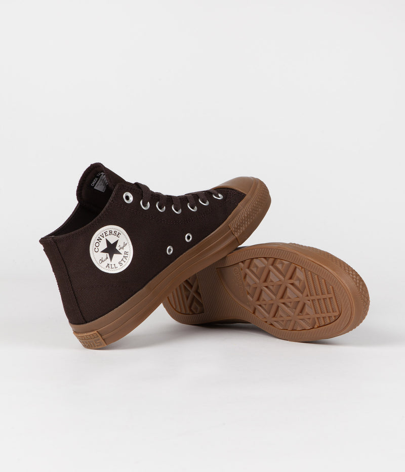 Converse CTAS Pro Cordura Canvas Mid Shoes in Velvet Brown and Egret / Dark Gum