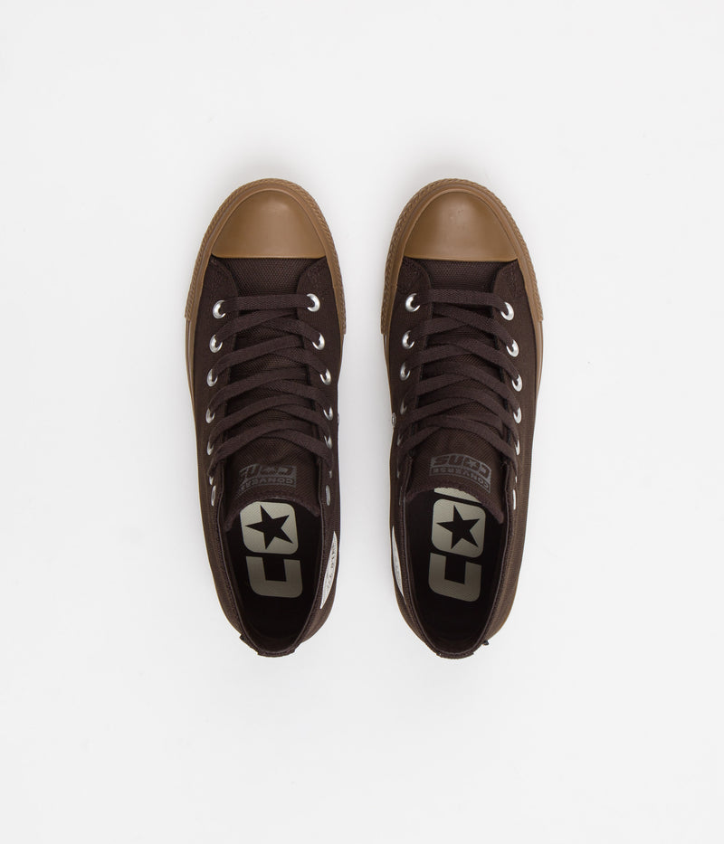 Converse CTAS Pro Cordura Canvas Mid Shoes in Velvet Brown and Egret / Dark Gum