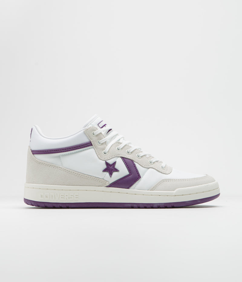 Converse Fastbreak Mid Shoes in White and Vaporous Grey / Purple