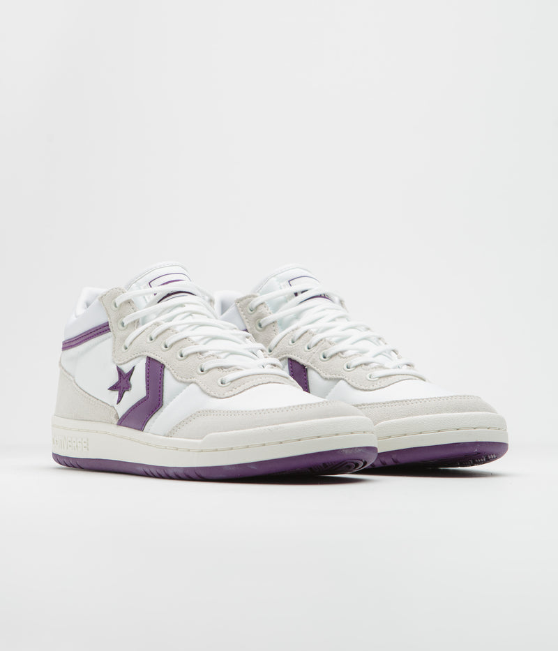 Converse Fastbreak Mid Shoes in White and Vaporous Grey / Purple