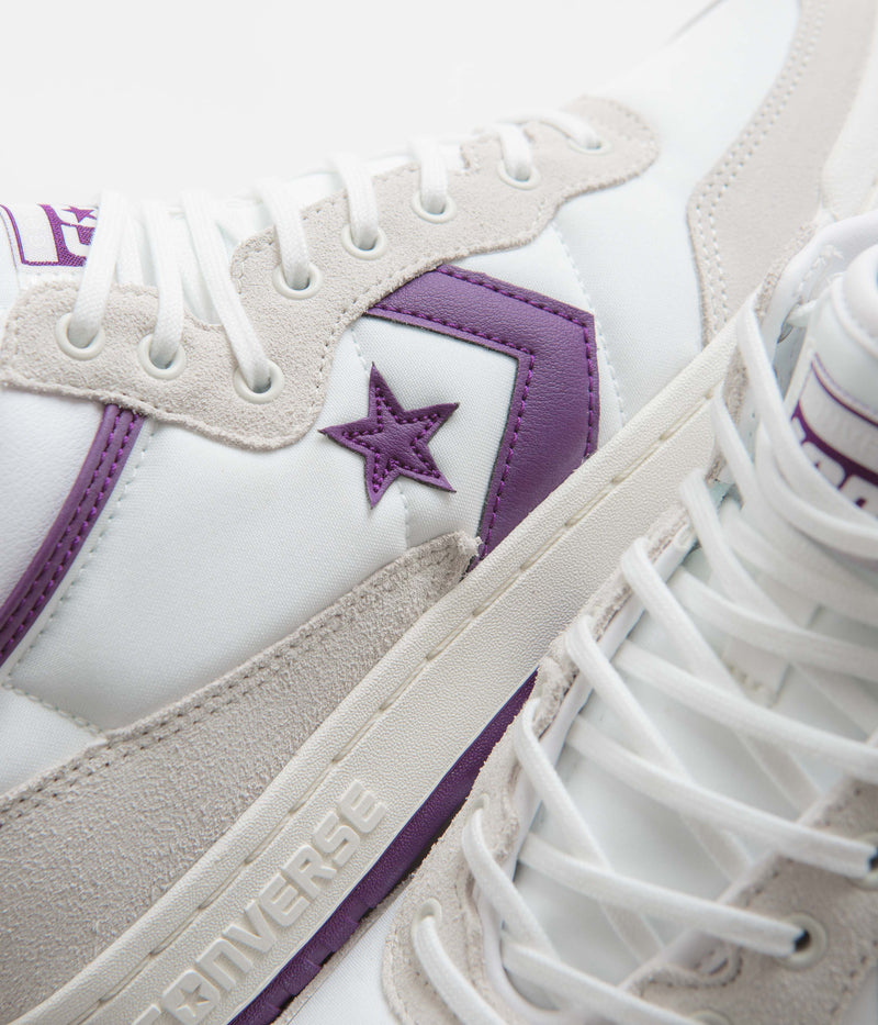 Converse Fastbreak Mid Shoes in White and Vaporous Grey / Purple