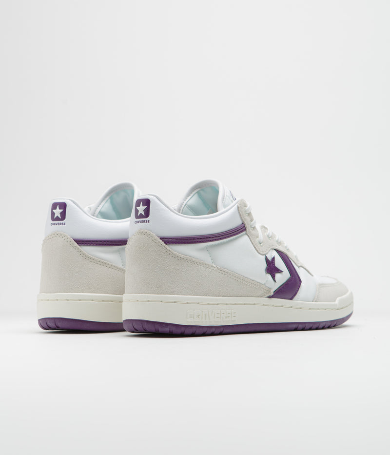 Converse Fastbreak Mid Shoes in White and Vaporous Grey / Purple