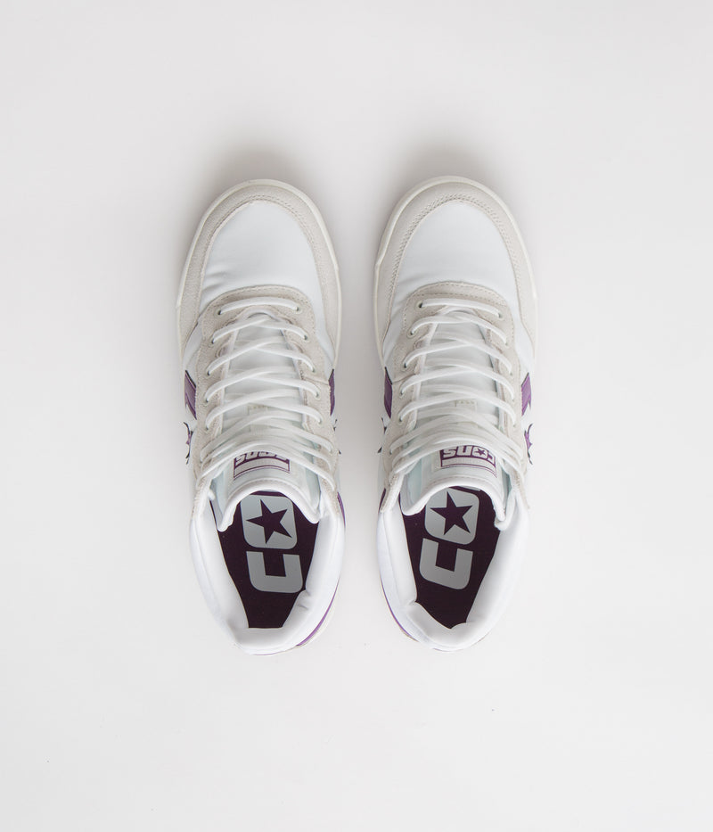 Converse Fastbreak Mid Shoes in White and Vaporous Grey / Purple