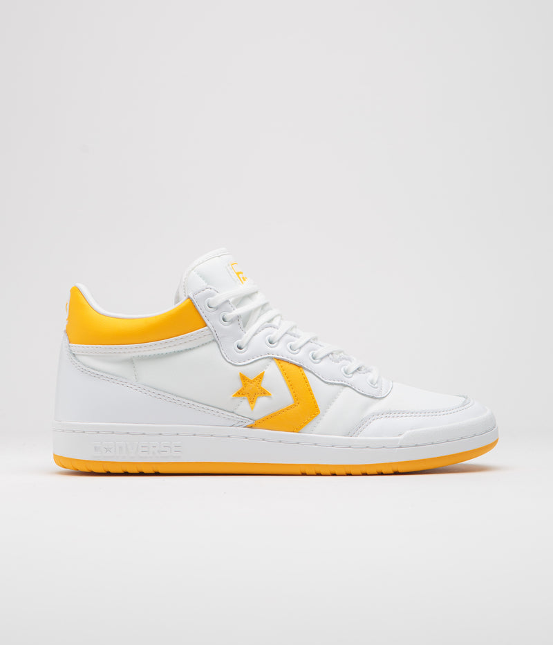 Converse Fastbreak Pro Mid Shoes in White and Light Yellow
