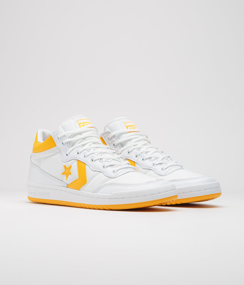 Converse Fastbreak Pro Mid Shoes in White and Light Yellow
