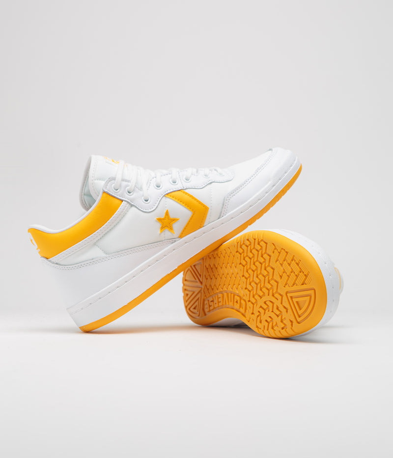 Converse Fastbreak Pro Mid Shoes in White and Light Yellow