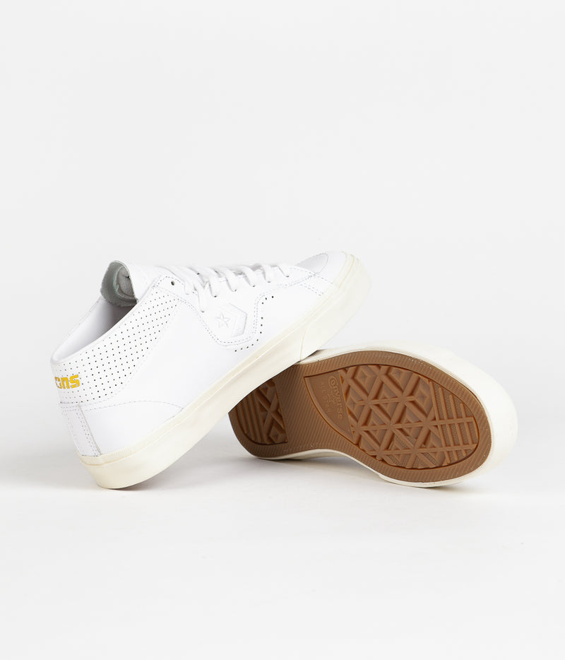 Converse Louie Lopez Pro Mono Leather Shoes in White and White / Egret