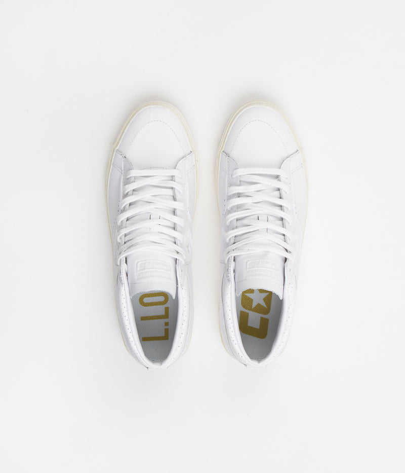 Converse Louie Lopez Pro Mono Leather Shoes in White and White / Egret
