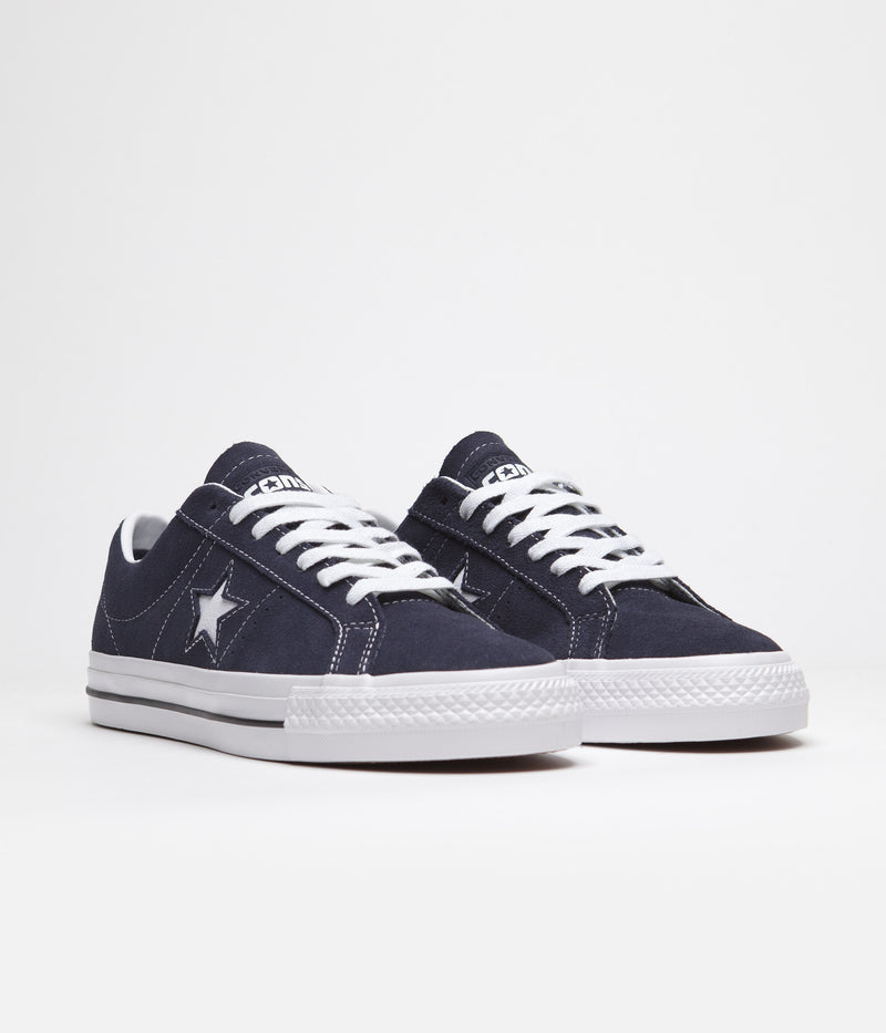 Converse One Star Pro Classic Suede Ox Shoes in Navy and White / Black