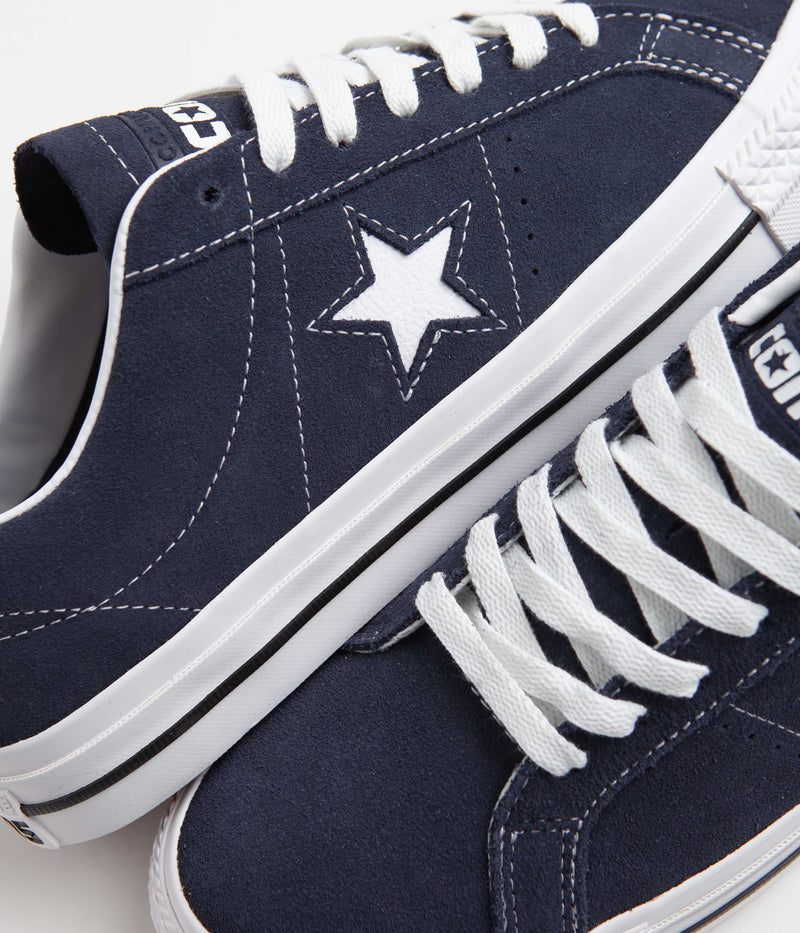 Converse One Star Pro Classic Suede Ox Shoes in Navy and White / Black