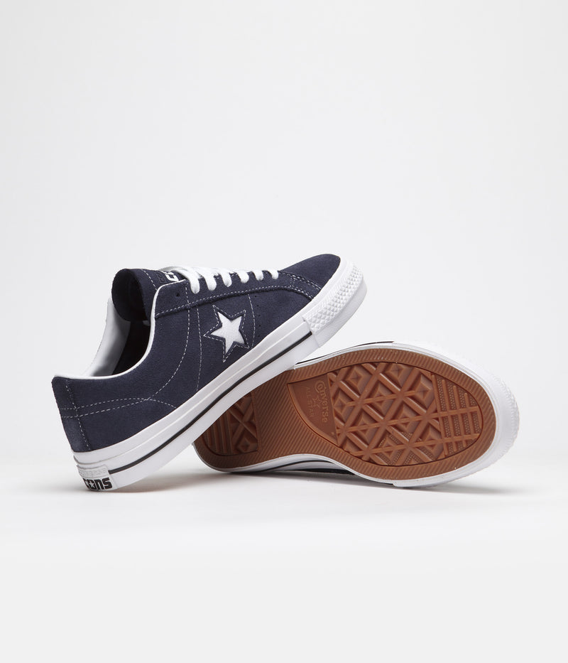 Converse One Star Pro Classic Suede Ox Shoes in Navy and White / Black