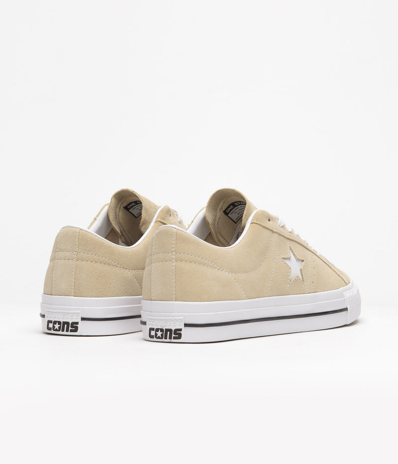 Converse One Star Pro Classic Suede Ox Shoes in Oat Milk and White / Black