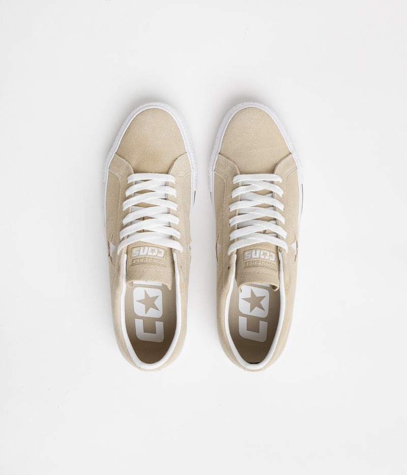 Converse One Star Pro Classic Suede Ox Shoes in Oat Milk and White / Black