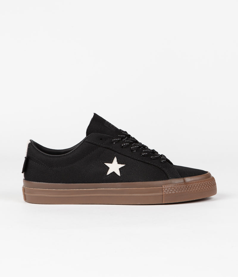 Converse One Star Pro Cordura Canvas Ox Shoes in Black and White / Dark Gum