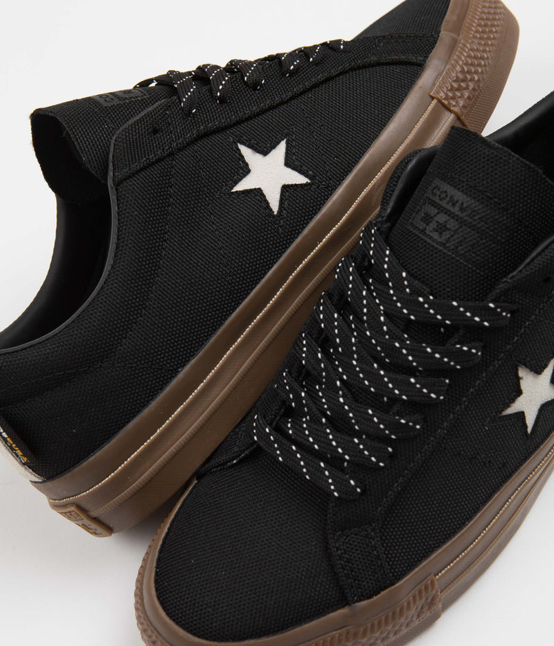 Converse One Star Pro Cordura Canvas Ox Shoes in Black and White / Dark Gum