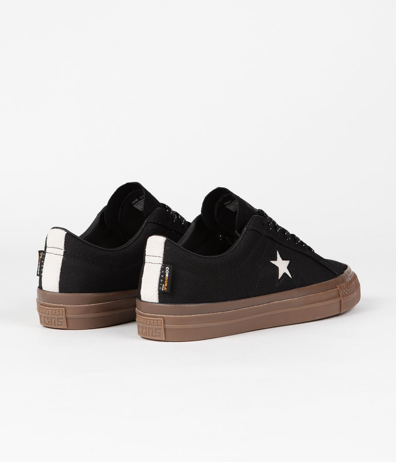 Converse One Star Pro Cordura Canvas Ox Shoes in Black and White / Dark Gum