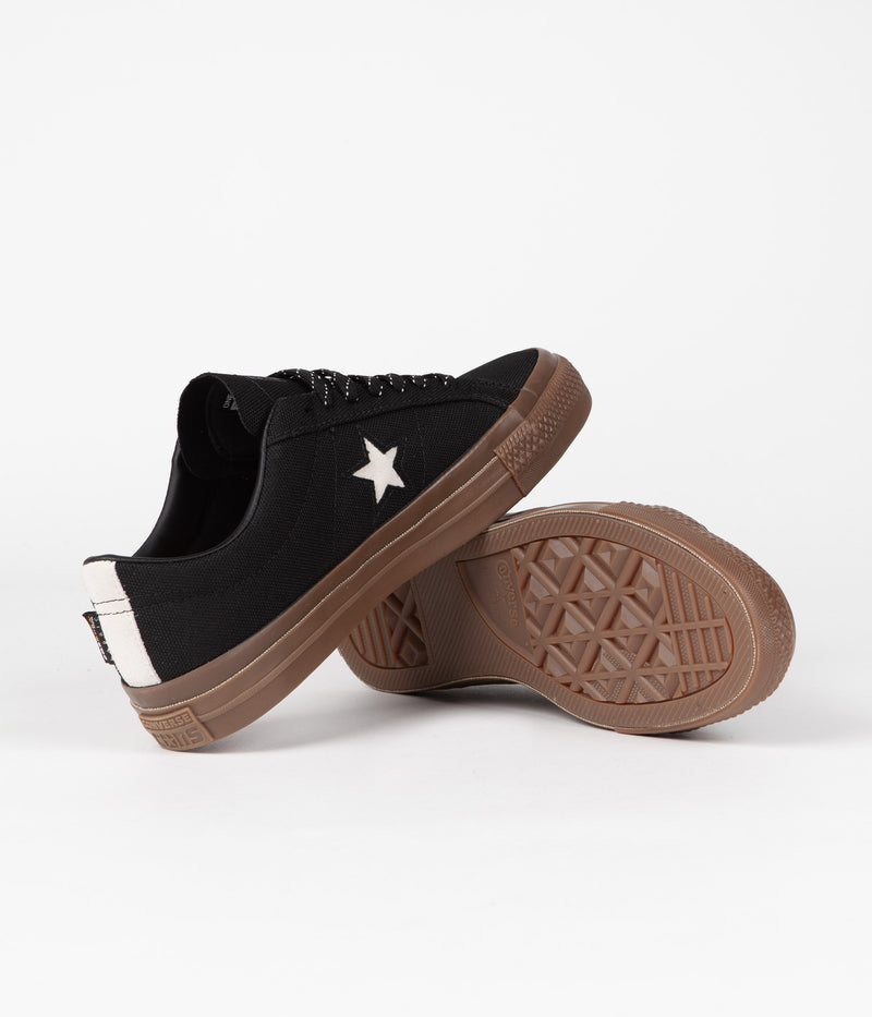 Converse One Star Pro Cordura Canvas Ox Shoes in Black and White / Dark Gum