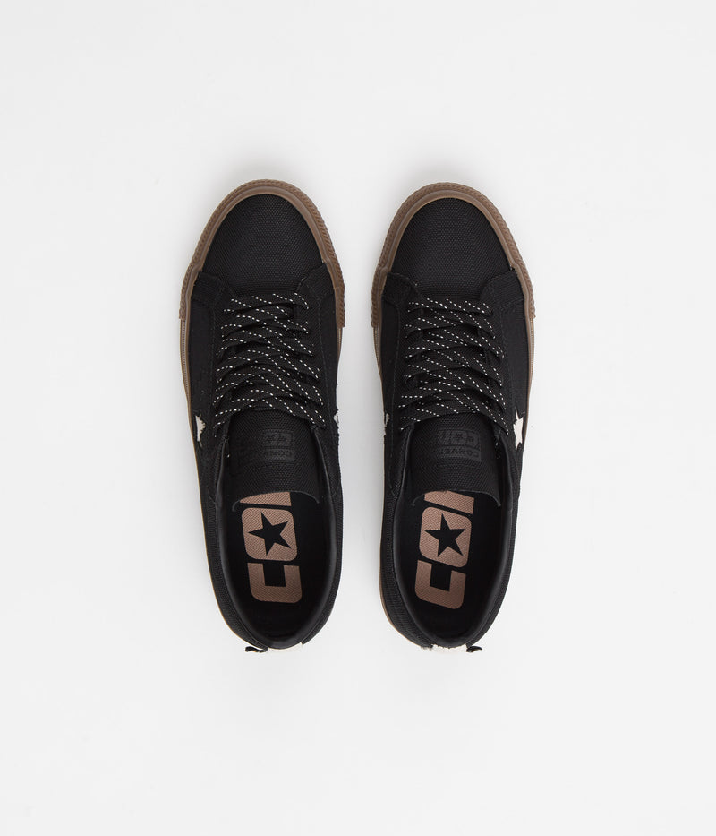 Converse One Star Pro Cordura Canvas Ox Shoes in Black and White / Dark Gum