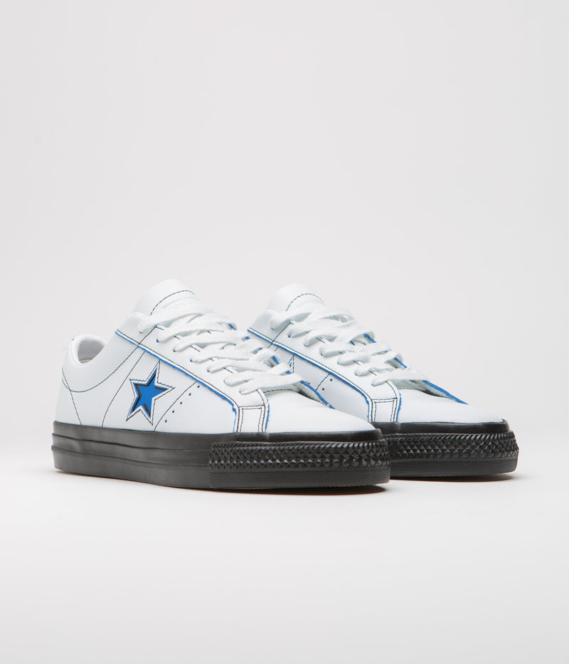 Converse One Star Pro Ox Eddie Cernicky Shoes in White and Black / Kinetic Blue
