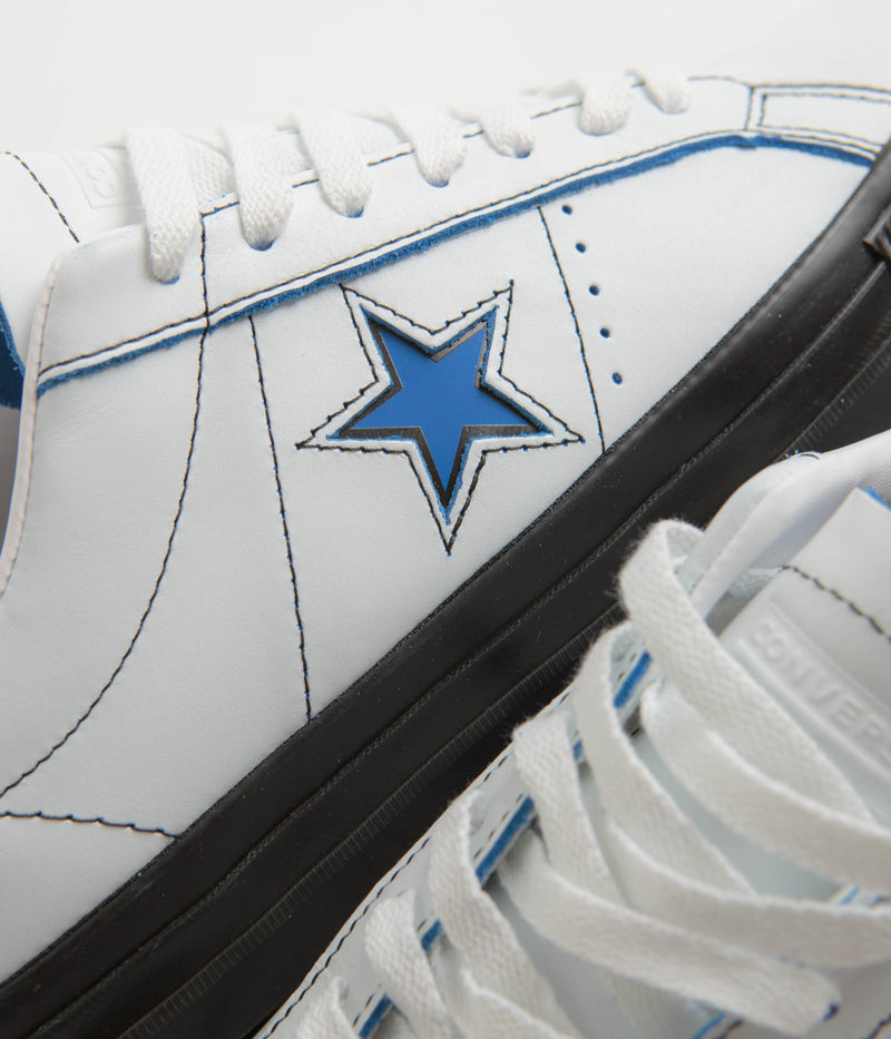 Converse One Star Pro Ox Eddie Cernicky Shoes in White and Black / Kinetic Blue