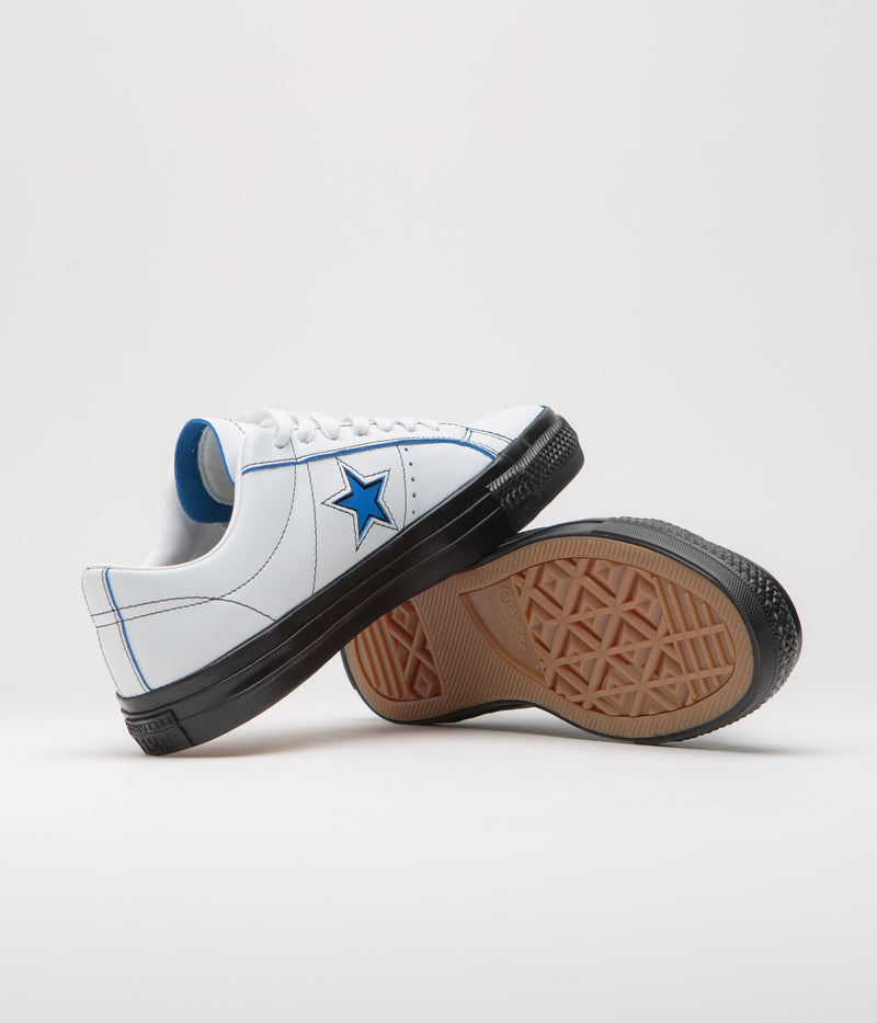 Converse One Star Pro Ox Eddie Cernicky Shoes in White and Black / Kinetic Blue