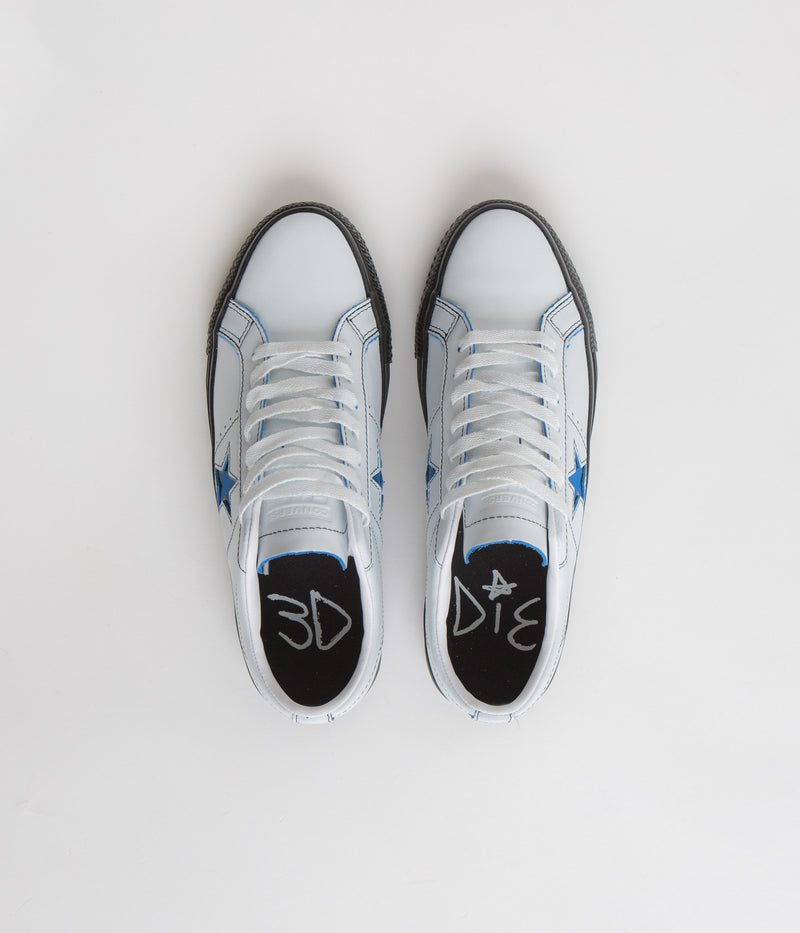 Converse One Star Pro Ox Eddie Cernicky Shoes in White and Black / Kinetic Blue