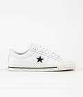 Converse One Star Pro Ox Leather Shoes in White and Black / Egret