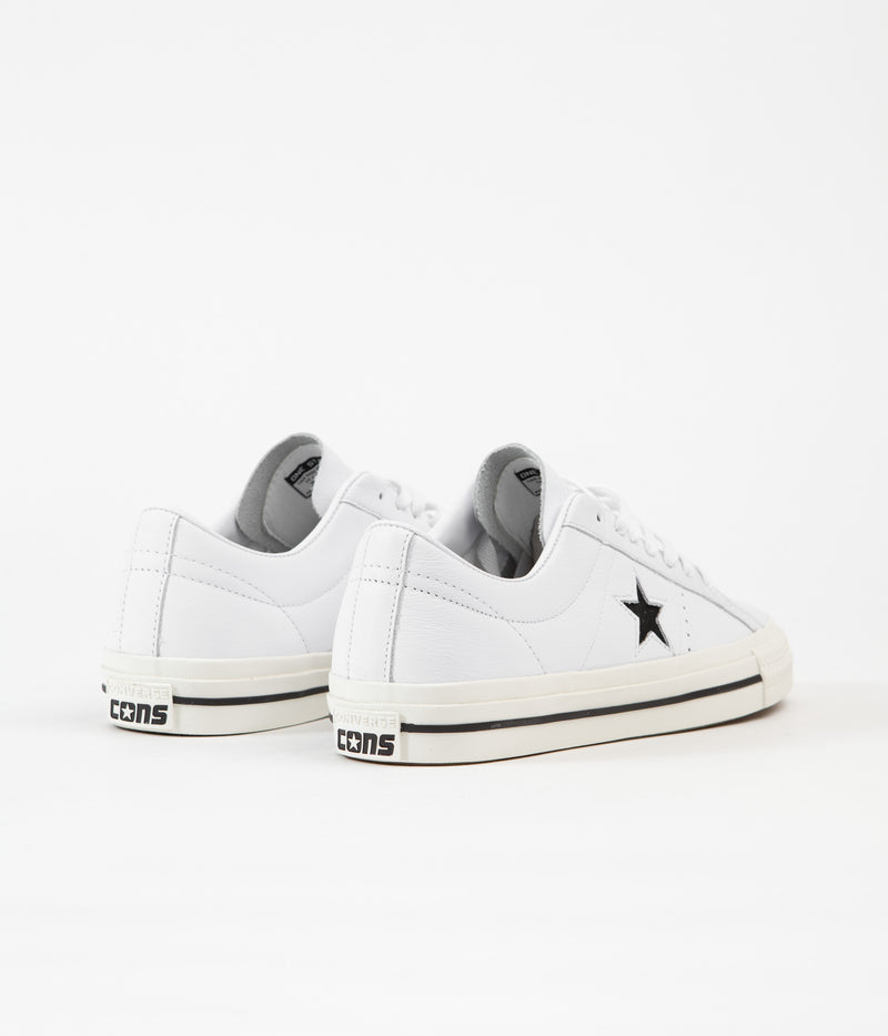 Converse One Star Pro Ox Leather Shoes in White and Black / Egret
