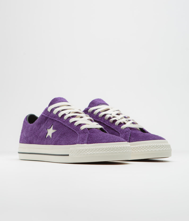Converse One Star Pro Ox Shoes in Night Purple and Egret / Black