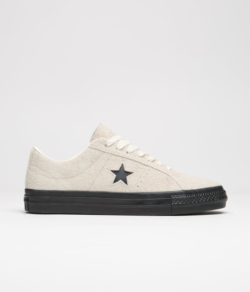 Converse One Star Pro Shaggy Suede Shoes in Egret and Egret / Black