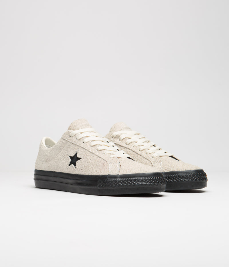Converse One Star Pro Shaggy Suede Shoes in Egret and Egret / Black