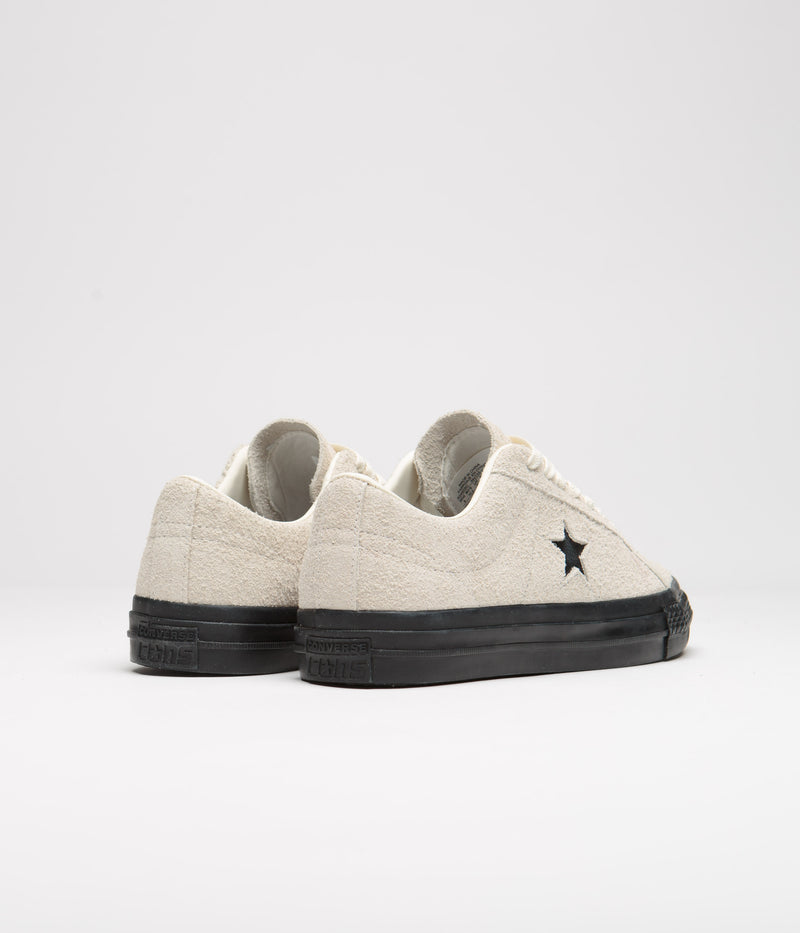 Converse One Star Pro Shaggy Suede Shoes in Egret and Egret / Black