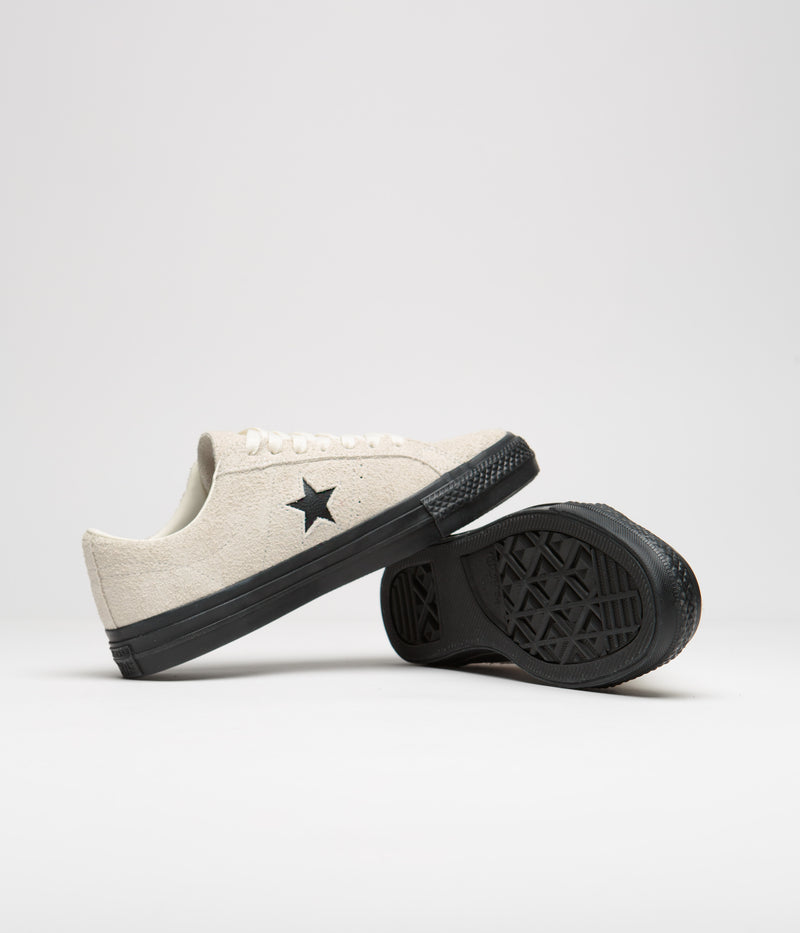 Converse One Star Pro Shaggy Suede Shoes in Egret and Egret / Black