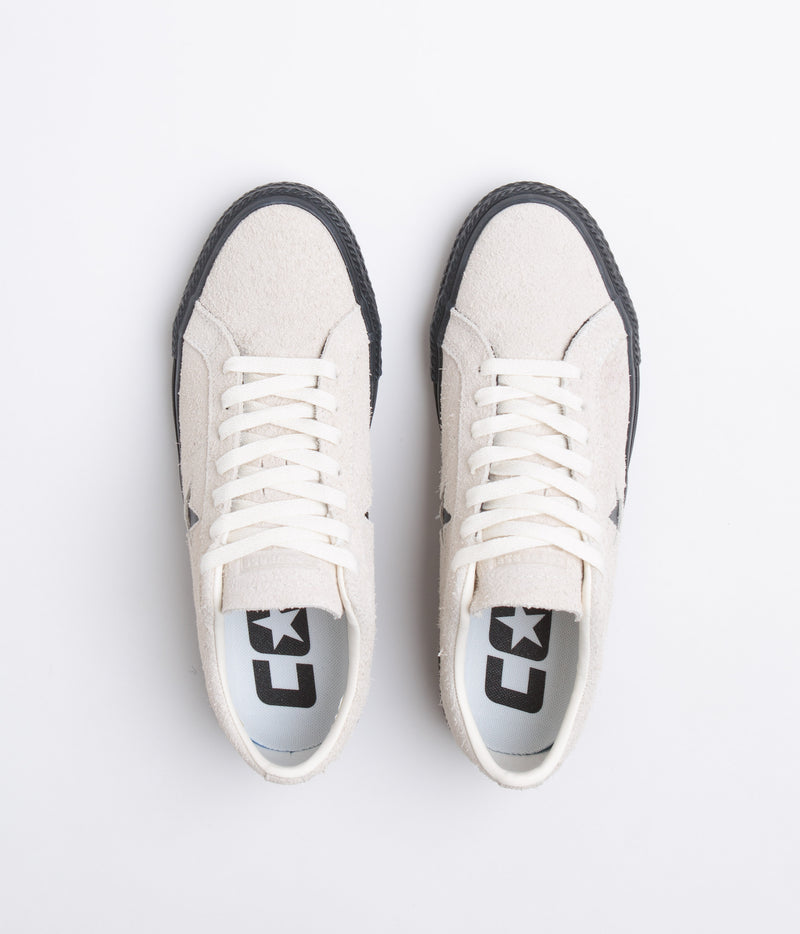 Converse One Star Pro Shaggy Suede Shoes in Egret and Egret / Black