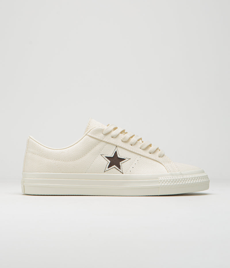 Converse One Star Pro Shoes in Egret and Fresh Brew / Egret
