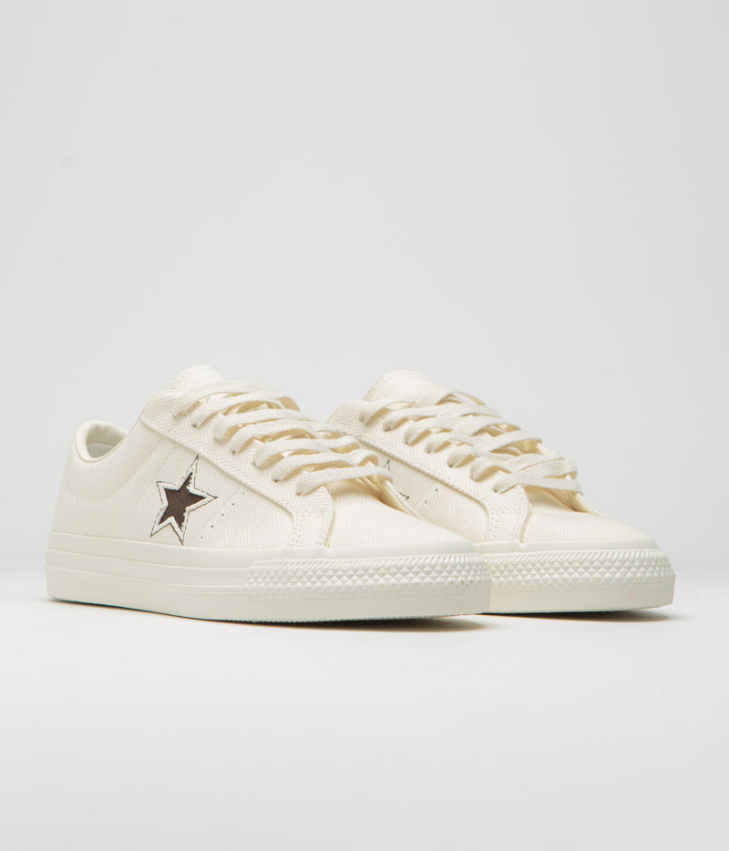 Converse One Star Pro Shoes in Egret and Fresh Brew / Egret