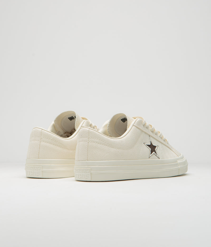 Converse One Star Pro Shoes in Egret and Fresh Brew / Egret