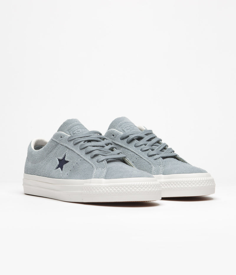 Converse One Star Pro Vintage Suede Ox Shoes in Tidepool Grey and Navy / Egret