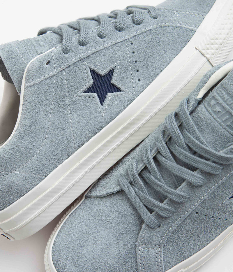 Converse One Star Pro Vintage Suede Ox Shoes in Tidepool Grey and Navy / Egret