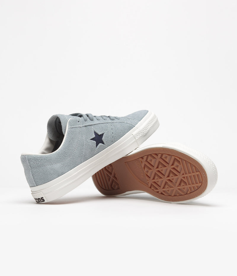 Converse One Star Pro Vintage Suede Ox Shoes in Tidepool Grey and Navy / Egret