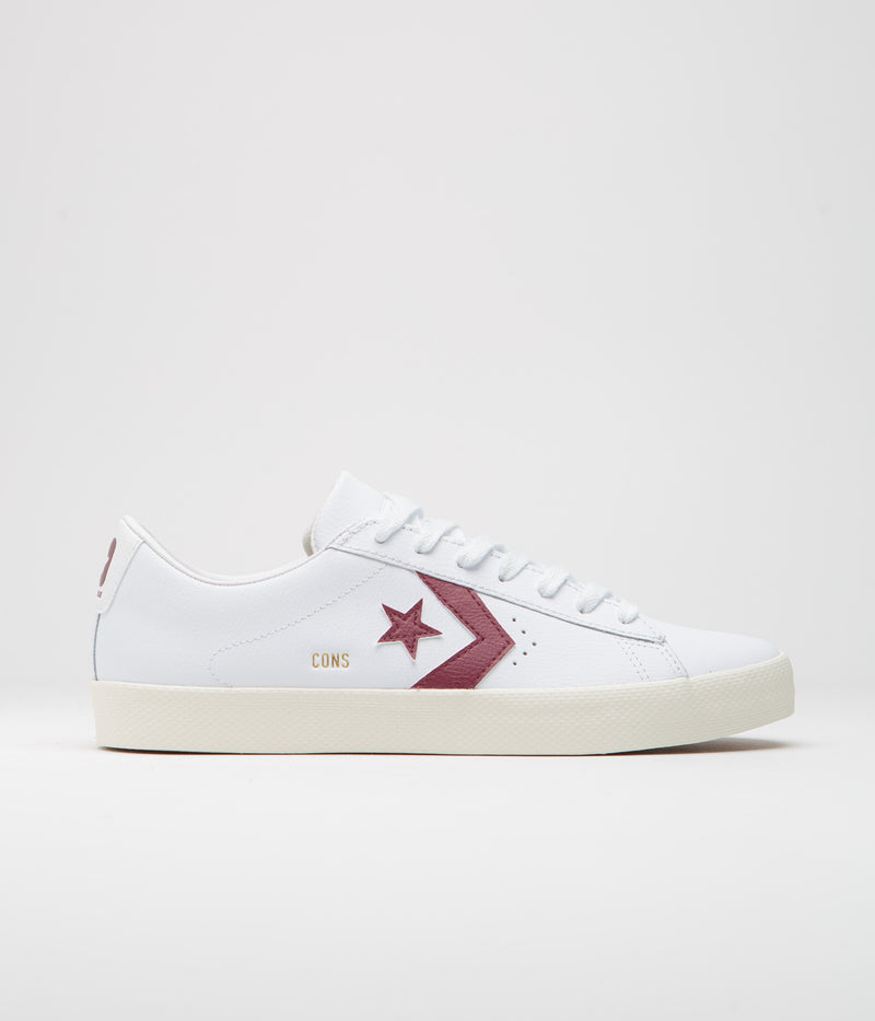 Converse PL Vulc Pro Ox Shoes in White and Deep Bordeaux / Egret