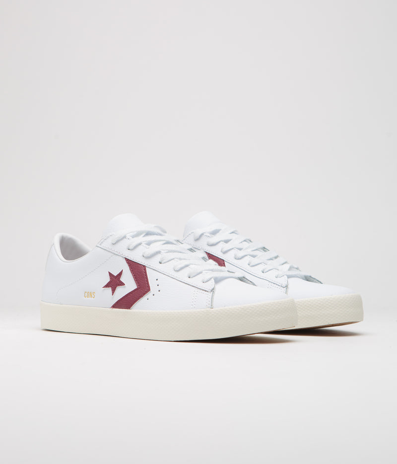 Converse PL Vulc Pro Ox Shoes in White and Deep Bordeaux / Egret