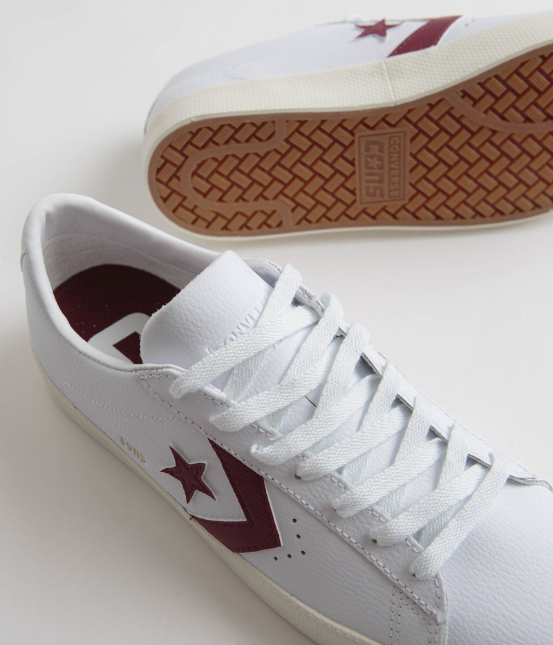 Converse PL Vulc Pro Ox Shoes in White and Deep Bordeaux / Egret