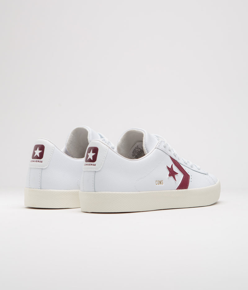 Converse PL Vulc Pro Ox Shoes in White and Deep Bordeaux / Egret