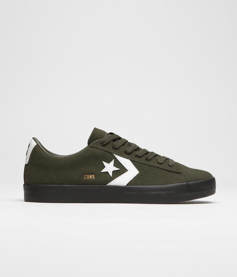 Converse Pro Leather Fall Tone Shoes in Forest Shelter and White / Black