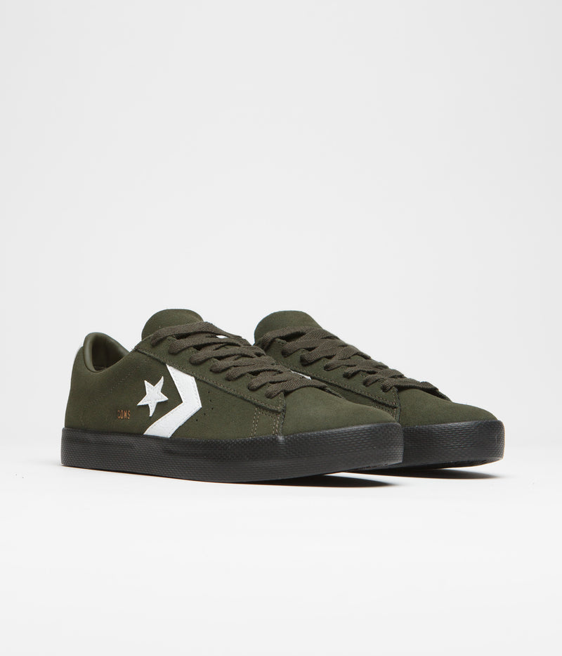 Converse Pro Leather Fall Tone Shoes in Forest Shelter and White / Black